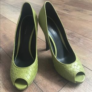 Bottega Veneta Couture Green Woven High Heels 9.5